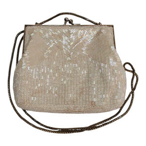 Vintage white Gatsby Beaded evening purse